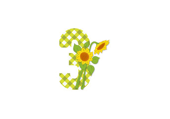cyfra 3, lato, słoneczniki  © felicytka