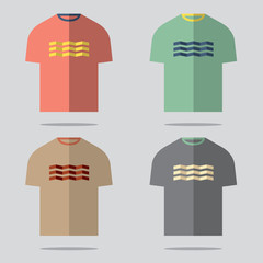Flat Design T-Shirt Set Vector Illustration.