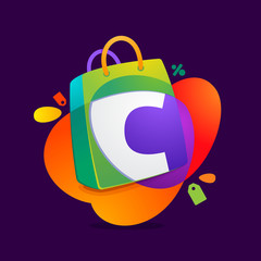 C letter with shopping bag icon and Sale tag.