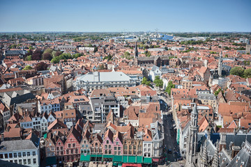Fototapeta na wymiar View over Bruges / Beautiful old town of Bruges in Belgium