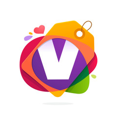 V letter logo with Sale tag.
