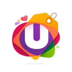 U letter logo with Sale tag.