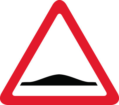 speed bump road red triangle sign