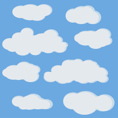 set of clouds on a blue background