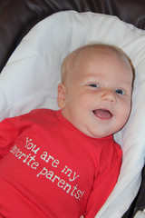 Cute one month old baby boy