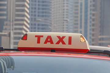 close up of busy taxi top light
