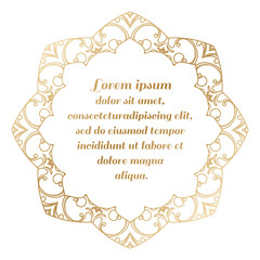 Round frame gold color. Border of baroque curls.