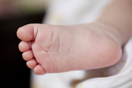 Close up foot of newborn baby