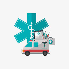 Medical care design. Health care icon. Colorful illustration