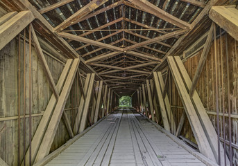 Fototapeta na wymiar Inside Cades Mill Covered Bridge in Fountain County, Indiana