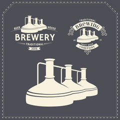 Set - beer brewery elements, icons, logos. Vector