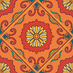 Vector seamless texture. Beautiful colored pattern for design and fashion with decorative elements
