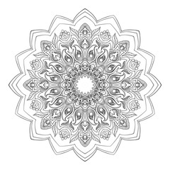 Mandala with vegetative elements, stylized flowers and curls. Decorative element in oriental style.