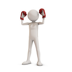 man winning with boxing gloves, 3D rendering
