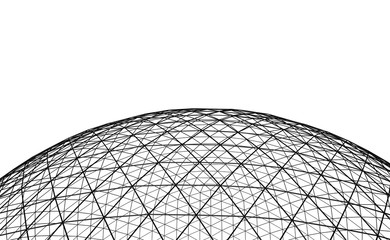 Spherical black grid on white background - 111691753