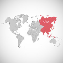 World map with the mark of the country. Asia. Vector illustration.