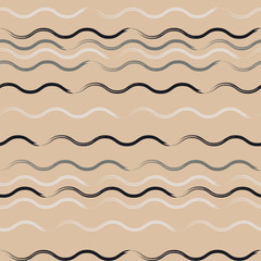 Cute vector geometric seamless pattern. Brush strokes, wavy lines. Hand drawn grunge texture. Abstract forms. Endless texture can be used for printing onto fabric or paper