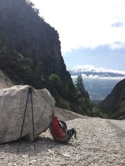 Fototapeta premium pause bei gebirgswanderung