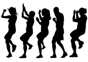 Fototapeta na wymiar Young people in fitness classes on white background