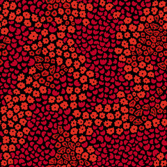 Boho vector red and black color floral pattern. Doodle design. Pattern for stationery, package design, background,wallpaper, textile, web texture. Abstract pattern.