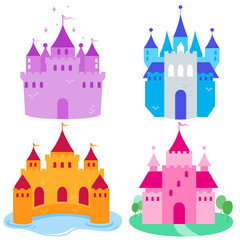 Fototapeta premium Beautiful fairy tale castles. Vector illustration set