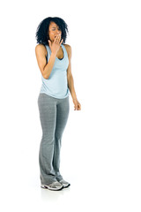 female model attractive woman on plein background with copy spac