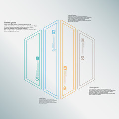Hexagon Illustration infographic template divided to four color parts created by double outlines