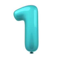 Shiny balloons number 3d rendering on white background