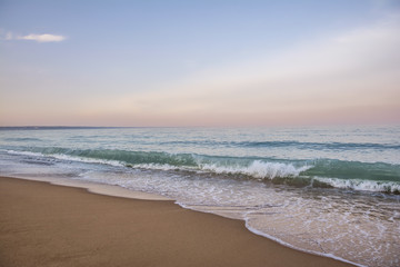 Twilight at the Black Sea on the Golden Sands beach, Bulgaria