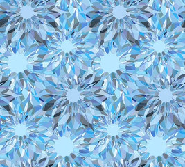 Seamless pattern with blue floral guilloche