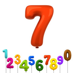 colorful shiny balloons number 3d rendering on white background