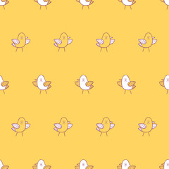 cute small chickens. vector seamless pattern with birds. ornamental hand drawn illustration