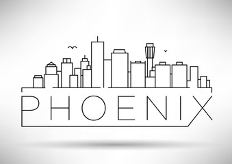 Minimal Phoenix City Linear Skyline with Typographic Design