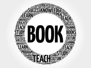 BOOK. Word education collage