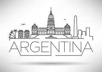 Fototapeta premium Minimal Argentina Linear Skyline with Typographic Design