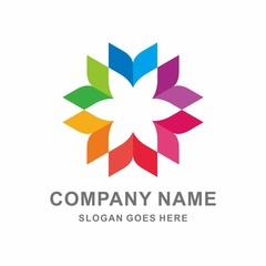 Geometric Colorful Flower Vector Logo Template