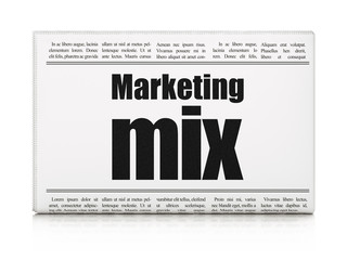 Advertising concept: newspaper headline Marketing Mix
