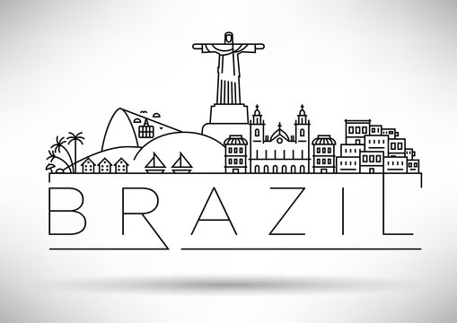 Minimal Brazil Linear Skyline with Typographic Design