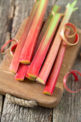 rhubarb on wooden surface