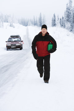 Engine failure on a winter road, Sweden.
