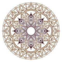 Decorative circular ornament of lines and petals