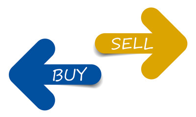Two color arrows with text buy and sell