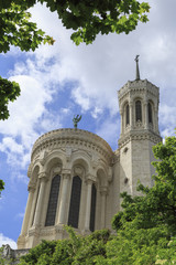 Fototapeta na wymiar View on the Basilica Notre Dame de Fourviere, Lyon, France.