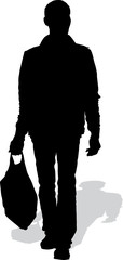 Vector silhouette of the man with purchases