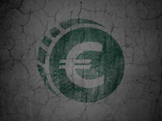 Banking concept: Euro Coin on grunge wall background