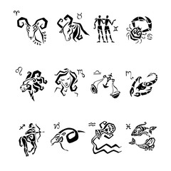 Fototapeta premium Horoscope Zodiac Star signs, vector set.