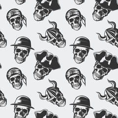 Vector seamless pattern with skulls.