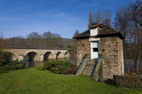 Bridge and Orne River, Clecy, Swiss Normandy, Normandy, France