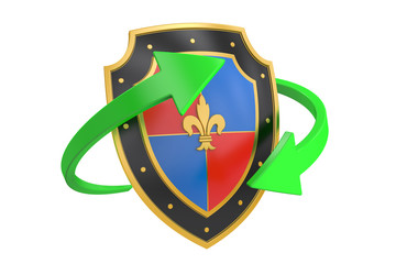 Shield with arrows, 3D rendering