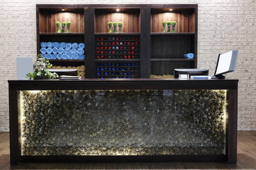 Reception desk in a spa salon